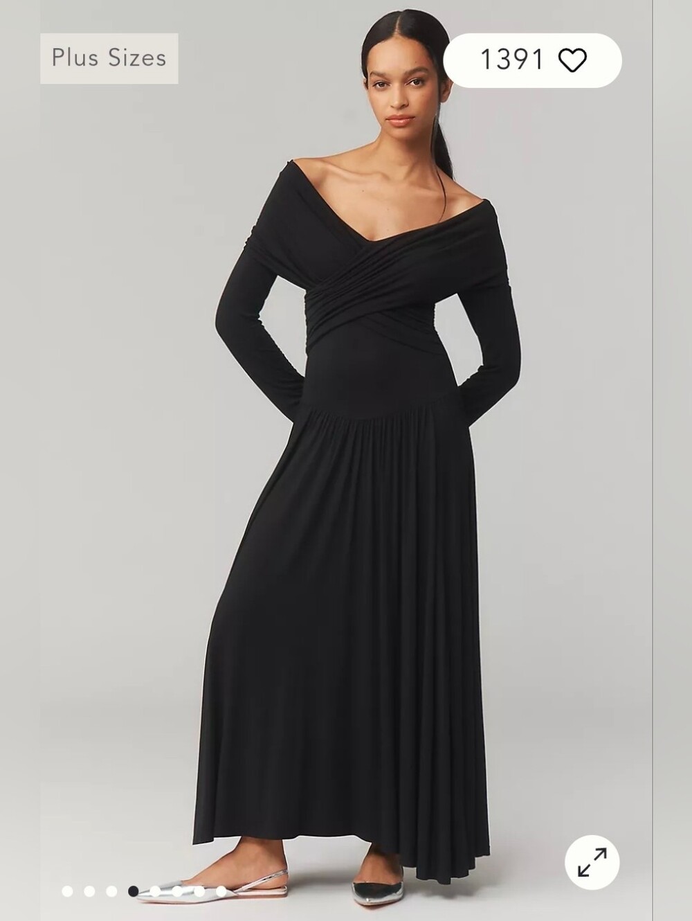 By Anthropologie Long-Sleeve Off-The-Shoulder Knit Maxi Dress M NWT